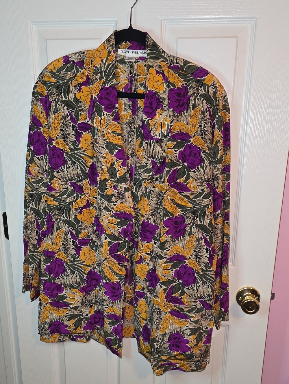 Lloyd Williams Purple & Yellow Floral Open-Front Women's Blazer(Vintage)